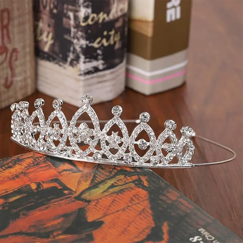 Tiaras de metal com coroa de cristal